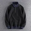 Autumn Winter Sweatshirts American Standing Neck Half Zipper Men's Sweater Fashion Pullover Plysch Thicked Contrast Casual Tops L-XXXXL