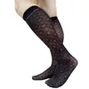 Chaussettes pour hommes voir à travers les hommes noir Floral genou haut Softy drôle robe costume formel Sexy Lingerie bas Long Tube affaires tuyau