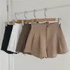 Kvinnors shorts lucyver casual enkla shorts kvinnor koreansk mode elastisk hög midja shorts kvinna ulzzang sommaren veckade breda ben korta byxor 230420