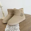 Bottes de neige de qualité pour femmes, nouvelles chaussures en peluche épaisses en cuir à semelle courte en coton de vache, antidérapantes et imperméables pour l'hiver