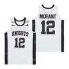 Jerseys de madeira do ensino médio JA MORANT 12 Cavaleiros de basquete MOIVE Alternativo Black Crestwood White Color Hiphonery e costura para fãs de esporte Brandable