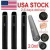 ABD Stok Tek Kullanımlık Vape Kalem 2ml E-Cigarette Pod Sepetleri Kalın Yağ Boş Yuvarlak Pens USB Şarj Edilebilir 350mAH Pil Seramik Bobin Buharlaştırıcı Özel Logo D11 Siyah Kalem