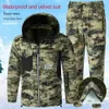 Men's Tracksuits Autumn Winter Waterproof Assault With Plush Insulation Camouflage Set Seasonal Labor Protection Cold Resistant Work Suit 231118