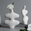 Vaser nordiska keramiska vita kontor tillbehör kropp hydroponic ikebana minimalistiska vaso ceramica lyxheminredning yy50hp