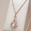 Pendant Necklaces Wbmqda Luxury Natural Zircon And Necklace For Women 585 Rose Gold Color Sparkling Bridal Wedding Party Ethnic Jewelry