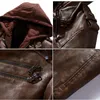 Męskie kurtki skórzana kurtka jesienna i zimowe plamki z kapturem płaszcz z kapturem swobodny odzież wierzchnia 231118