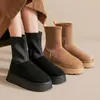 W clássico dipper boot ugglie tazz chinelos para mulheres pele de carneiro zíperes slides botas de neve senhoras castanha preto cinza inverno quente fino camurça deslizamento em sapatos plataforma