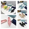 Dress Shoes New 2023 Women Runway Look Shoes Luxury Designers Shoes Genuine Leather Pumps Lady Slipper Wedding Bottoms size 35-41 yellow green Flat Heel