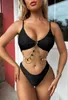 Swim Wear Fashion Sexy Sexy Lanyard Splicing Swimsuit Women's Women's отдельная плиссированная ткань бикини Женские летние отжимания для купания пляжа Новая AA230419