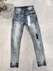 Herenjeans High Street Fashion Paars Retro Blauw Stretch Skinny Painted Ripped Heren Designer Hip Hop Merkbroek