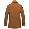 Men's Wool Blends Brother Wang Winter Men's Thick Warm Wool jacket Double Collar Fashion Casual Slim Red Wine Trench Coat Male Brand Overcoat 231120