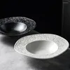 Piatti Modello creativo in pietra ceramica Piatto occidentale a forma speciale Cappello di paglia Piatto di insalata Stoviglie irregolari nel ristorante El