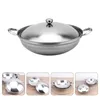 Double Boilers Cover Stove Food Cooking Pot -pot Holder Stainless Steel Frying Pan Lid Wok Seafood Making Used Tool Bar Pans Lids