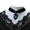 Choker gotisch gif crystal cameo ketting voor vrouwen mode heksen sieraden accessorie cadeau goth alternatief groen fluweel