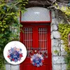 Decorative Flowers Wall Hanging Welcome Wreath Pendant For Front Door American Patriotic Christmas Stained Glass Crystals