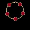 مصمم أساور Clover Bracelets سلسلة 19 سم مع شعار الرسمي الحجم الفاخر من أساور النساء اللوح الفاخرة 4/4 أوراق البرسيم لا تتلاشى