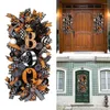 Guirlande suspendue de fleurs décoratives pour la maison, décoration murale pour porte d'entrée, couronne de citrouille pour Halloween, 2023