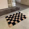 Tapete Retro Checkerboard Espessado Tufting Tapete Luxuoso Macio Macio Pelúcia Entrada Tapete Banheiro Anti Slip Rug Cabeceira Pé Mat 231120