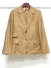 Kvinnorjackor Kvinnor Khaki Blazer Coat Solid Color Dubbelknappar Långärmad V-Neck-jacka Outwear för Lady Office Autumn 2023