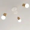 Luzes de teto modernas aranha nórdica base branca/preta com suporte de lâmpada de madeira LED lâmpada branca fria para sala de estar quarto luminária