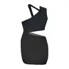 Vestidos casuales Mujeres Halter Sexy Vestido corto Summer Color sólido Negro sin mangas sin espalda Hollow Out Slim Fit Bodycon Night Club Chic