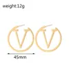 Stud 2024 New Trends V Letter Ring Earrings Womens Stainless Steel Earrings Punk Round Earrings Jewelry Gifts