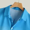 Mäns casual skjortor sommar cool tunna andas krage gradient färgade mäns hawaiian skjorta avslappnad kortärmad skjorta fyrvägs elastiskt material 230420