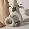 Vasi Nordico Rotondo Vaso in ceramica cavo Ciambella Desktop da ufficio Soggiorno Decorazione interna Casa