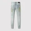 Męskie dżinsy High Street Fashion Men Retro Umyj niebieski elastyczny rozciąganie chude dopasowanie rozryte Painted Designer Hip Hop Mrand Pants