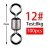 100pcs Fishing Swivel 1 -14 Sizes Solid Connector Ball Bearing Snap Fishing Swivels Rolling Stainless Steel Beads FishingFishing Tools