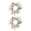 Decorative Flowers 2x Easter Candle Rings Simulation Candles Holder Candlestick Eucalyptus Wreath For Decor Table Centerpiece Parties Door