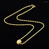 Pendant Necklaces Fashion Lucky Beads 24k Gold Color Necklace 2mm46cm Water Ripple For Women Wedding Jewelry Gifts