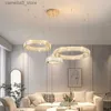 Luzes de teto Modern Luxury Crystal LED K9 Candelabro Círculo Anéis Lustres Iluminação Living Escadas Lamparas Luminárias Luminárias Luzes Q231120