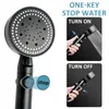 Bathroom Shower Heads Head Water Saving Black 5 Mode Adjustable High Pressure One-key Stop Massage Eco Accessories 230419