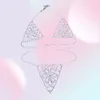 Inne 2021 Kobiety Sexy Crystal Bikini Set Bling Full Rhinestone puste PIERSKIE BRA BRA CROPS TOP Uzbezpieczony Klub Klubu Klubów Żyd6712130
