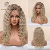 Lace s Blonde licorne avant synthétique moyen long brun clair cheveux bouclés pour les femmes chaleur Reitant Daliy Party Ue 230420