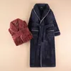 Men's Sleepwear Men Casual Kimono Bathrobe Autumn Winter Flannel Long Robe Thick Warm Plus Size 3XL Nightgown Male Loose Home Wear