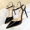 Chaussures habillées BIGTREE Chaussures Mode Talons Hauts Chaussures En Cuir Verni Femme Pompes Sexy Femmes Talons Bleu Ruban Talons Aiguilles Femmes Sandales 230420