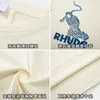 Designer Fashion Clothing Tees Hip hop TShirts Rhude 22ss Summer New Spotted Leopard Letter Print Street Vintage Trend Brand T-shirt à manches courtes Loose Streetwear