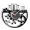 Desk Table Clocks Chemical Experiment Vinyl Record Wall Clock Chemistry Microscope Bunsen Retro Wall Watch Laboratory Science Decor Watch 230420