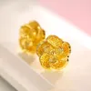 Orecchini a bottone Colore oro puro per le donne Bel fiore Earing Brincos Femme Pendientes Accessorio per gioielli da sposa da sposa Bijoux