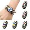 leather bracelet for women punk style multi-layer braided beaded bracelet jewelry