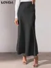 Skirts VONDA 2023 Y2K Women Fashion Solid Pleated High Waist Maxi Faldas Saias Loose Party Long Skirts Female Summer Elegant Satin Jupe P230420