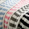 Blankets 100X120cm Cotton Stripes Cable Knitted Blanket Winter Thick Weighted Sherpa Knitting Kids Sofa Throw