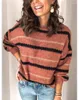 Женские свитера, одежда, трикотаж в металлическую полоску, пуловер, свободный свитер для поездок на работу для женщин Maglioni Donna Wm