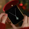 Catene S925 Collana in argento sterling con albero di Natale, regalo di gioielli per feste alla moda da donna