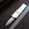 1st 2023 High End Silver Mt UT Auto Tactical Knife D2 Stone Wash Blade CNC 6061-T6 Handle EDC Gift Knives With Nylon Bag