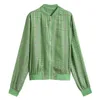 Jaquetas femininas moda verde xadrez bombardeiro jaqueta 2023 verão protetor solar temperamento