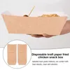 Vaisselle jetable plateau de service en papier Kraft boîte à emporter en forme de bateau Snack ouvert frites stockage de poulet