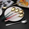 Spoons 304 Stainless Steel Korean Spoon Adult Long Handle Creative Dessert Stirring Coffee El Tableware